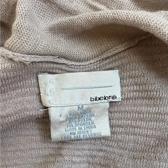 Bibelot Womens Linen Cardigan M Sweater Beige Tan Open Front Long Sleeve - Picture 5 of 5